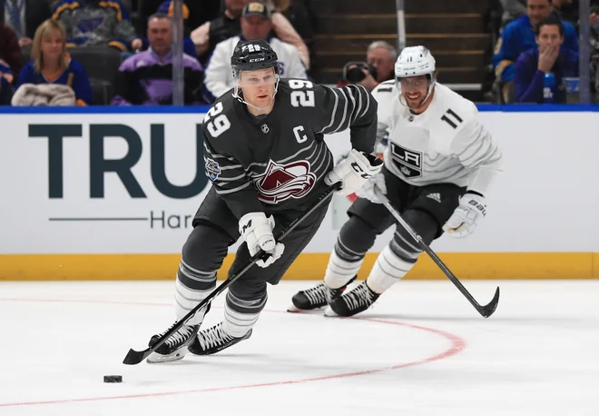 Anže Kopitar in Nathan MacKinnon na tekmi zvezd. FOTO: USA Today Sports