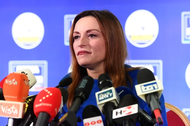 Kandidatka desne Lige Lucia Borgonzoni je menda dobila 43 odstotkov glasov. FOTO: Flavio Lo Scalzo/Reuters