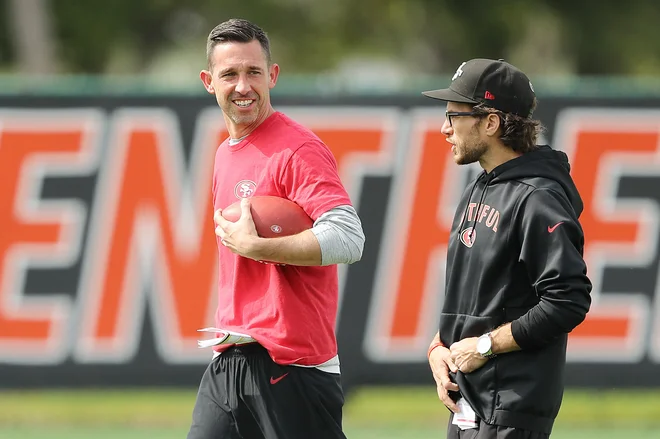 Trener San Francisca Kyle Shanahan bo želel po 16 letih ponoviti uspeh očeta Mika. FOTO: Afp