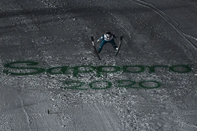 Domen Prevc je v soboto poletel do svoje najboljše letošnje uvrstitve. FOTO: AFP