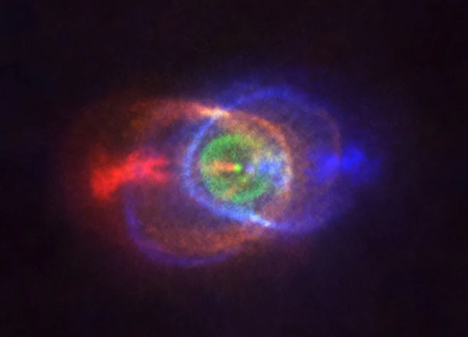 Umirajoča dvojna zvezda HD101584 FOTO: ALMA (ESO/NAOJ/NRAO), Olofsson&nbsp;