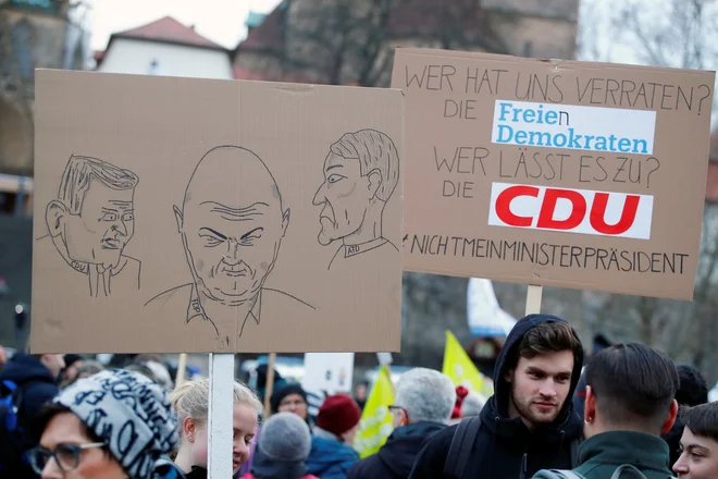 Protesti proti skrajni desnici v Berlinu. FOTO: Wolfgang Rattay Reuters