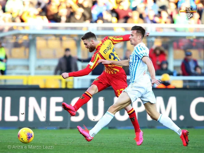 Žan Majer (levo) se na jugu »škornja« počuti odlično. FOTO: US Lecce