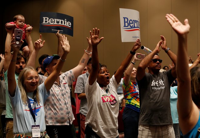 Privrženci vermontskega senatorja Bernieja Sandersa. FOTO: Randall Hill/Reuters