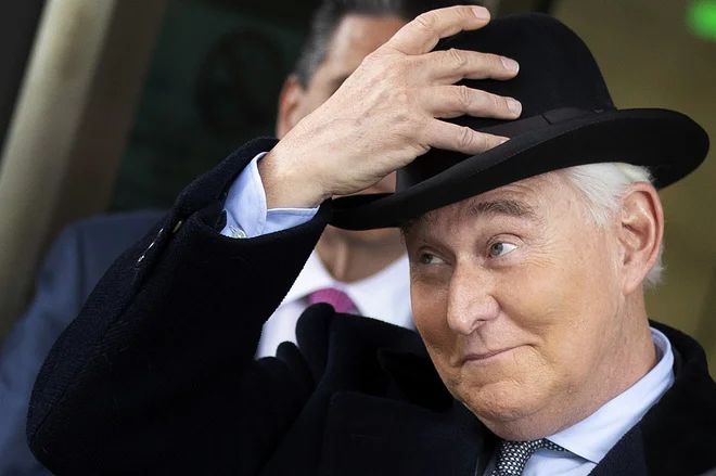 Dolgoletni Trumpov svetovalec Roger Stone. FOTO: Chip Somodevilla/Afp