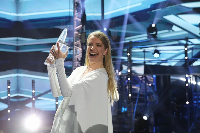 Ana Soklič ob včerajšnji zmagi. FOTO: Adrian Pregelj/RTV Slovenija