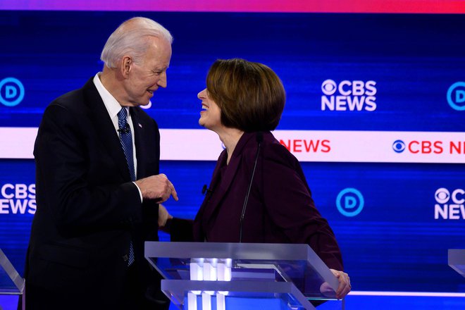 Joe Biden in Amy Klobuchar. FOTO: Jim Watson/AFP