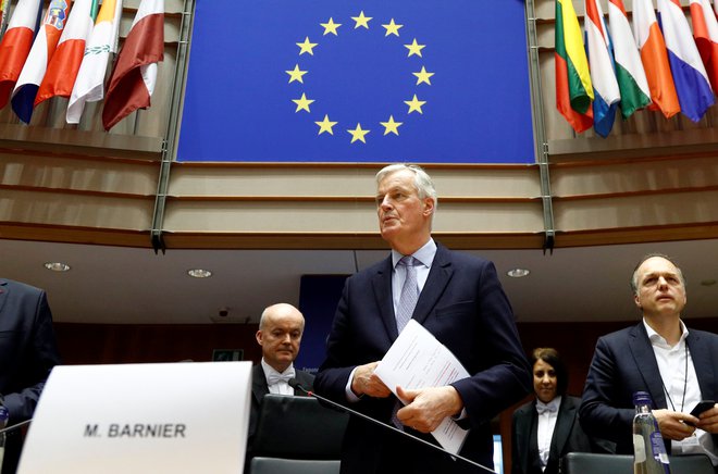 Michel Barnier, vodja posebne skupine evropske komisije za odnose z Združenim kraljestvom med nastopom v evropskem parlamentu. Foto: REUTERS/Francois Lenoir