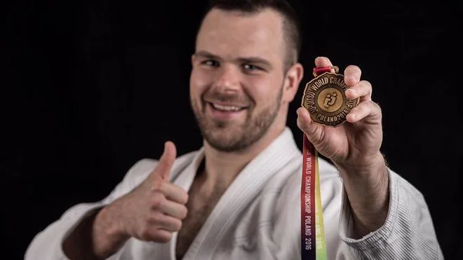 V Vroclavu se je Benjamin Lah leta 2016 ovenčal z naslovom svetovnega prvaka v kategoriji do 94 kilogramov. FOTO: Rok Šuster<br />