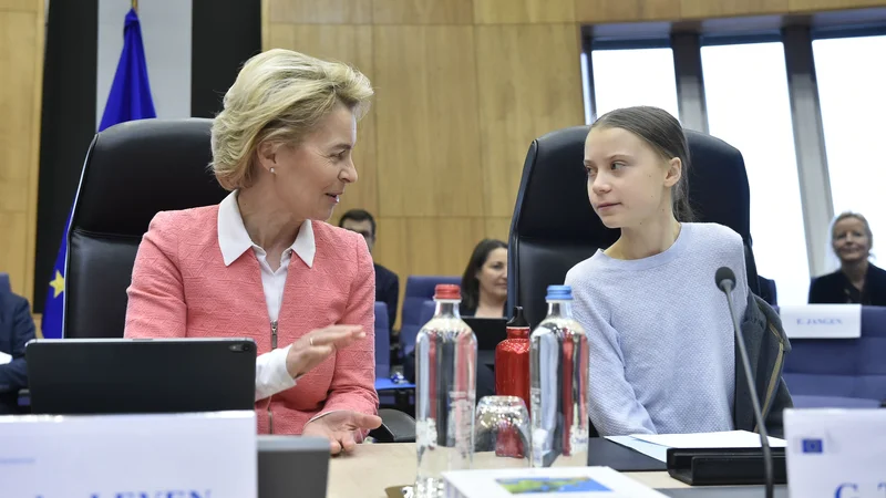 Fotografija: Podnebna aktivistka Greta Thunberg ni najbolj zadovoljna z ambicioznostjo načrtov EU glede zmanjševanja izpustov toplogrednih plinov. FOTO: John Thys/AFP