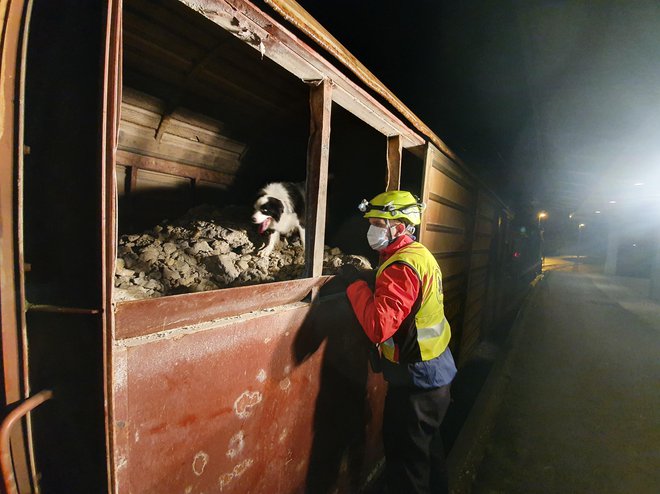Vagone z glino so preiskali s psi. FOTO: PU Novo mesto