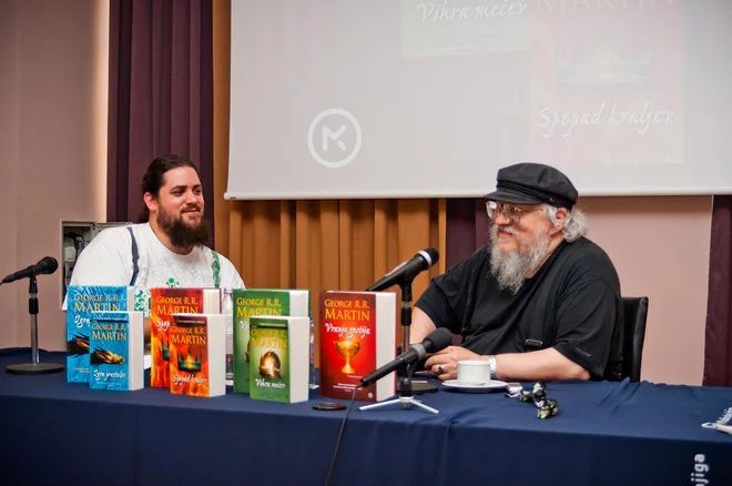 George R. R. Martin na predstavitvi sage Pesem ledu in ognja v Ljubljani. Foto Jure Matoz