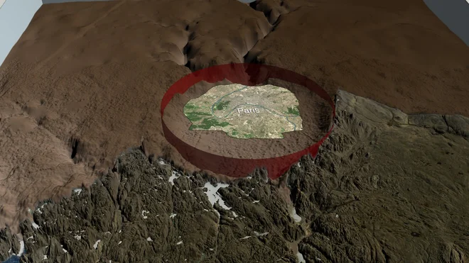 Krater je večji od Pariza. FOTO: Nasa