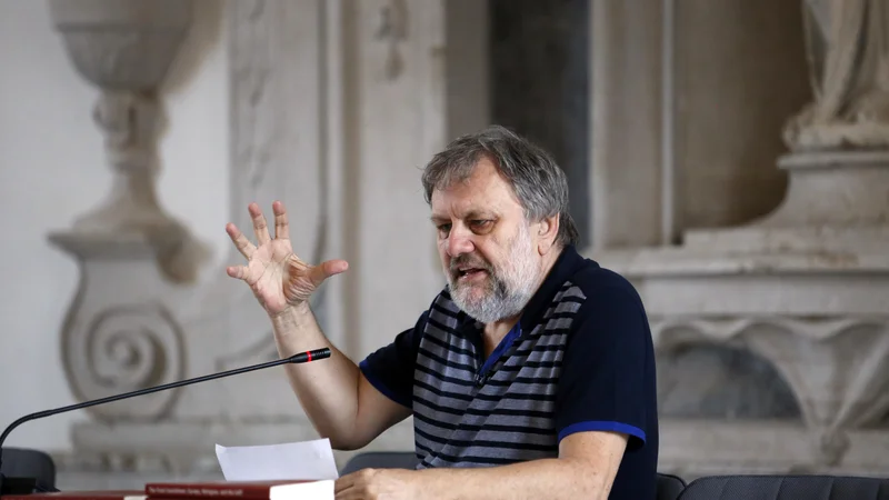 Fotografija: Slavoj Žižek: »Epidemija koronavirusa ne kaže le omejitev globalizacije trga, ampak še bolj usodno omejenost nacionalističnega populizma, ki vztraja na polni državni suverenosti. FOTO: Matej Družnik/Delo