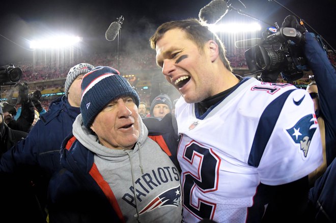 Trener Bill Belichick in podajalec Tom Brady sta ustvarila dinastijo Patriots. FOTO: USA Today Sports