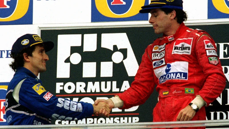 Fotografija: Ayrton Senna (desno) in Alain Prost sta se pobotala šele po koncu Francozove kariere. FOTO: Reuters