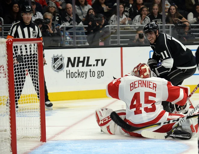 Anže Kopitar je tudi proti Detroitu zatresel tekmečevo mrežo. FOTO: Usa Today Sports