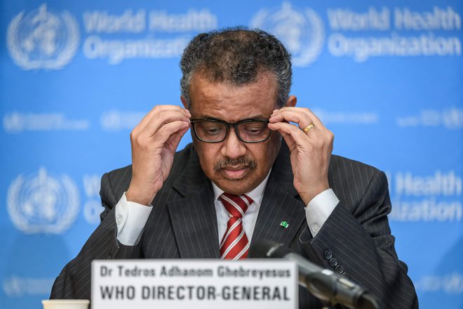 Generalni direktor Svetovne zdravstvene organizacije Tedros Adhanom. FOTO: Fabrice Coffrini/AFP