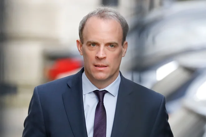 Britanski zunanji minister in Johnson namestnik Dominic Raab. Foto: Afp