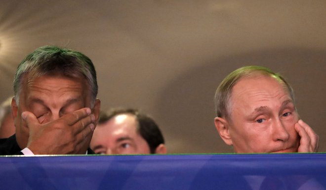 Madžarski premier Viktor Orbán in ruski predsednik Vladmir Putin. Foto: Laszlo Balogh/Reuters