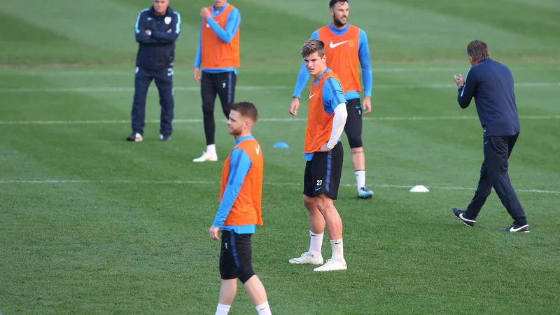 Fotografija: Zadnji trening slovenske nogometne reprezentance pred tekmo z Norveško.