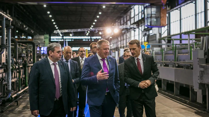 Fotografija: Peč je na Ravne na Koroškem dostavilo podjetje Ebner, trasnportni sistem za nalaganje in razlaganje materiala pa je delo sestrske družbe SIJ Ravne Systems. FOTO: Tadej Regent/Delo