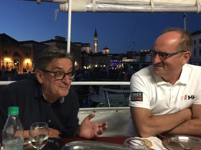 Zvone Petek in Boris Šuligoj na Podlanici v Piranu. Foto Marinella Petek