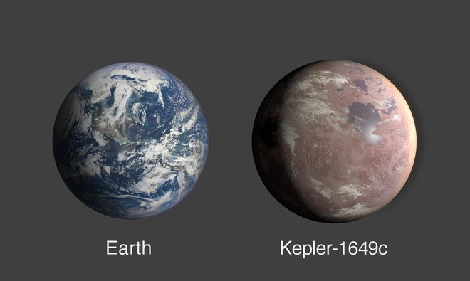 Primerjava velikosti Zemlje in Keplerja 1649c. FOTO: NASA/Ames Research Center/Daniel Rutter 