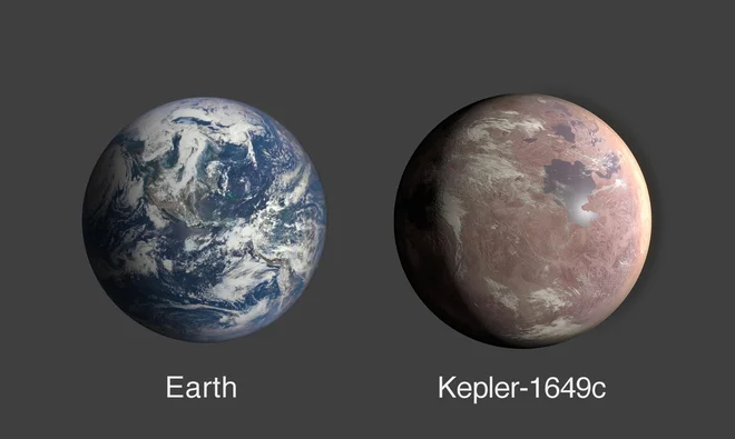 Primerjava velikosti Zemlje in Keplerja 1649c. FOTO: NASA/Ames Research Center/Daniel Rutter