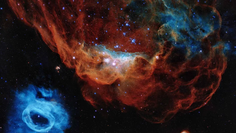 Esa in Nasa sta ob 30. obletnici izstrelitve teleskopa Hubble izdali posnetek meglic&nbsp;NGC 2014 in NGC 2020 FOTO: ESA/HUBBLE/NASA/AFP