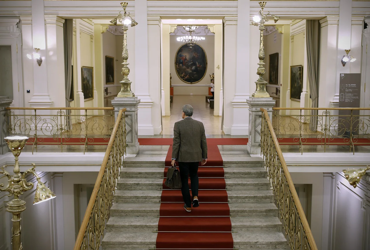 Fotografija: V Narodni galeriji računajo, da bi lahko vrata odprli kmalu, in sicer za individualne goste, ne za skupine. FOTO: Blaž Samec/Delo