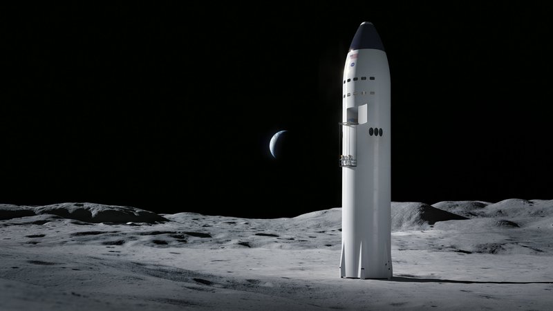 Fotografija: Starship podjetja SpaceX na Luni. ILUSTRACIJA: SpaceX