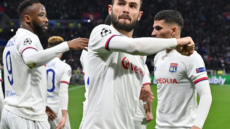 Fotografija: Lyon ohranja aktiven status v ligi prvakov. Lucas Tousart (na fotografiji) se je takole veselil gola proti Juventusu v prvi tekmi osmine finala, s katerim je Lyon premagal Italijane z 1:0. FOTO: AFP