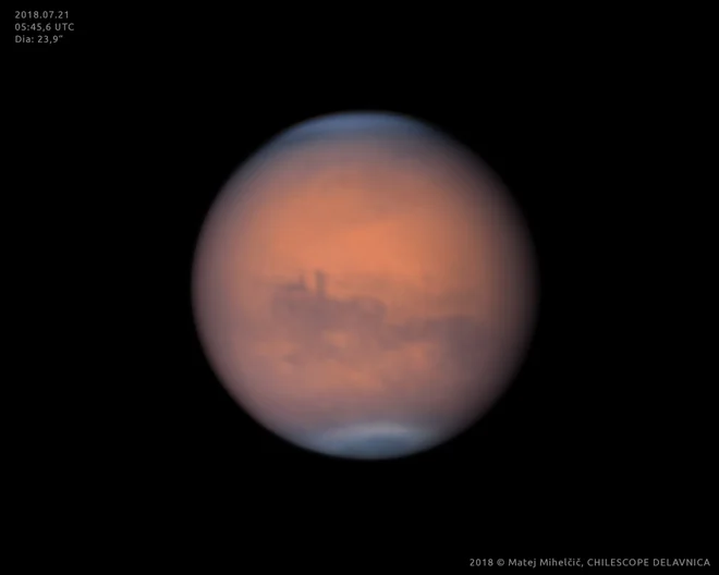 Mars, posnet s teleskopom v Čilu. FOTO: Matej Mihelčič