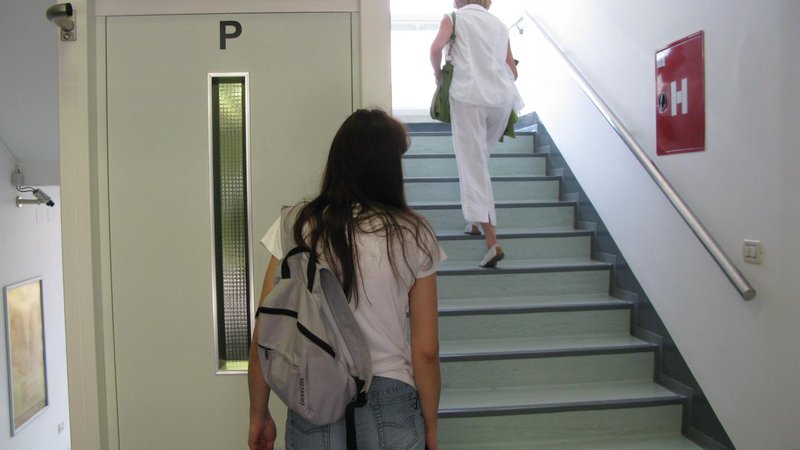 Fotografija: Starostniki v stavbah brez dvigal so morda bolj fit, saj jih premagovanje stopnic ohranja ter krepi duha in telo. FOTO: Željan Katja