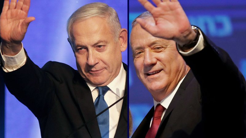 Fotografija: Velika nacionalistična koalicija Benjamina Netanjahuja in Benija Ganca. FOTO: AFP