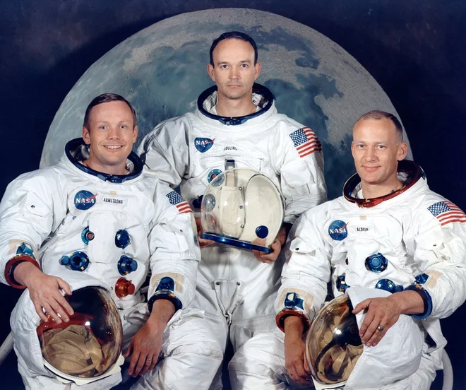 Posadka Apolla 11: Neil A. Armstrong, Michael Collins in Edwin Aldrin.