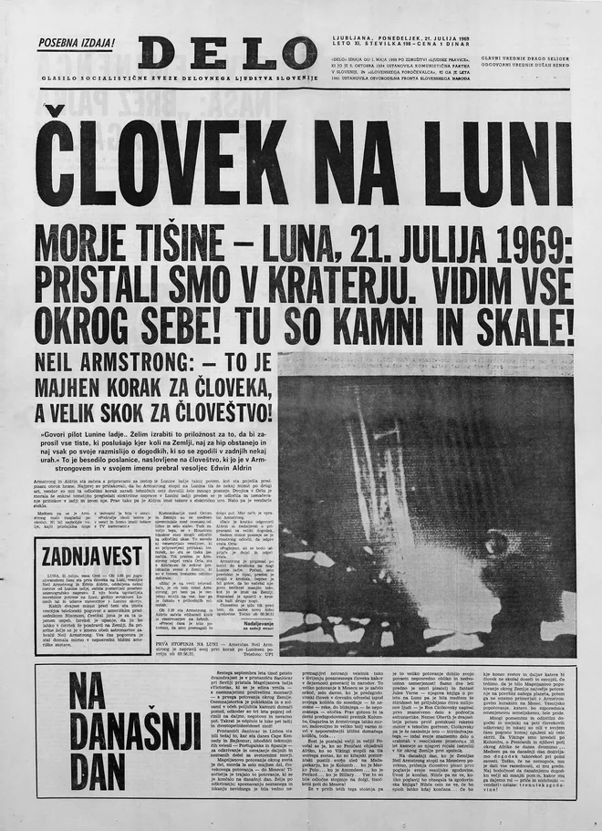 Časopis Delo izdano 21. julij 1969: Človek na luni