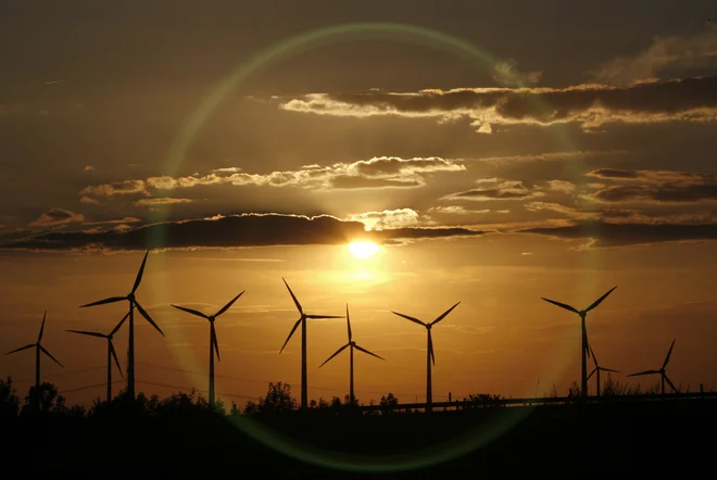 Največ obnovljive električne energije v Nemčiji proizvedejo vetrne elektrarne, kot je ta v Dessauu. FOTO: Fabrizio Bensch/Reuters