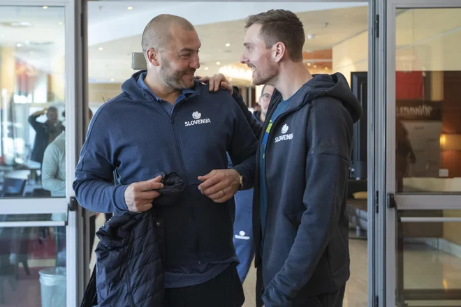 Zoran Dragić je ob včerajšnjem zboru v Ljubljani prijetno pokramljal z Markom Miličem. FOTO: Voranc Vogel