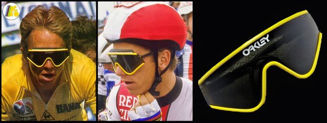 Leta 1984 se je <strong>Greg Lemond</strong> pojavil na dirki z očali podjetja, ki je svojo pot začel z izdelovanjem delov za motorje in kolesa. FOTO: Arhiv proizvajalca Oakley