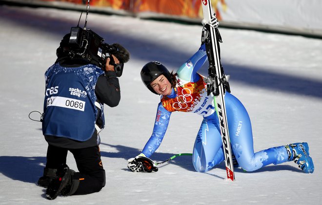 Tina Maze je s smukaško zmago v Sočiju osvojila prvo zlato olimpijsko kolajno za slovensko alpsko smučanje. FOTO: Matej Družnik/Delo