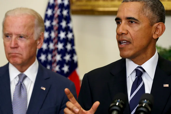 Joe Biden je bil podpredsednik prvega temnopoltega predsednika ZDA Baracka Obame. Foto Jonathan Ernst Reuters