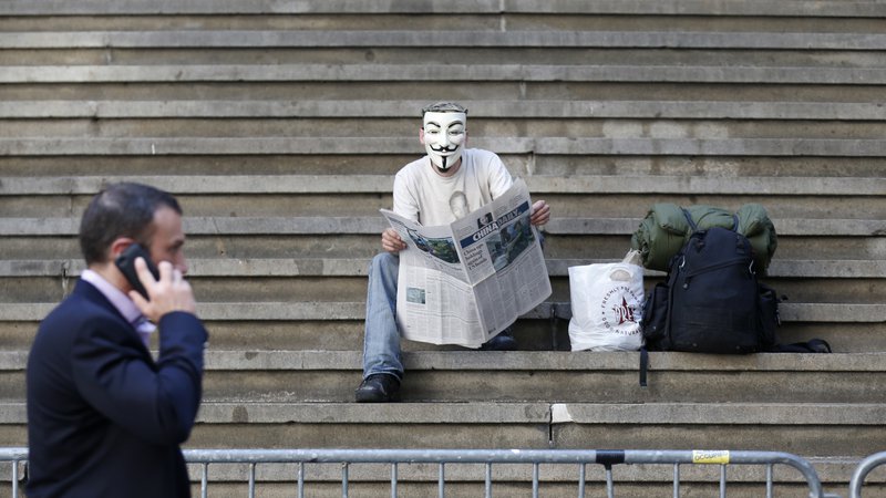 Fotografija: Kriza leta 2008 je vprašanje neenakosti spravila v javno zavest. Prav v tem kontekstu je nastalo gibanje Occupy Wall Street, razširil se je pojem en odstotek najbogatejših ljudi v družbi. FOTO: Reuters