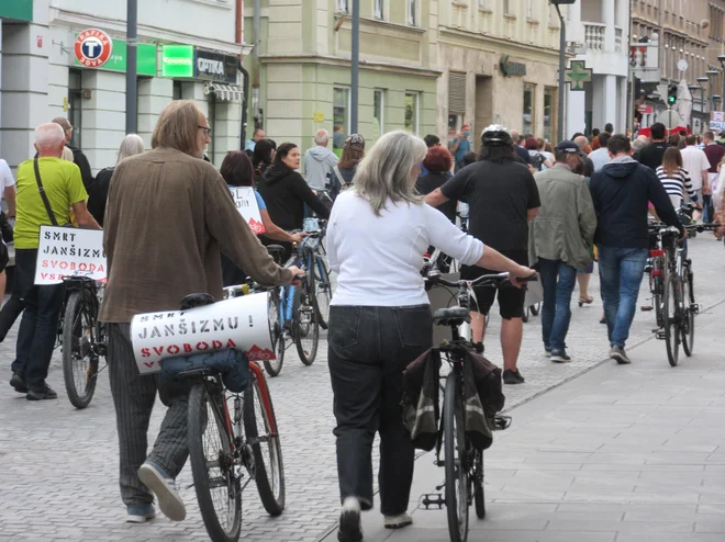 Proti vladi so protestirali tudi v Celju. FOTO: Špela Kuralt