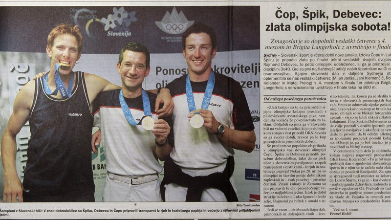 Fotografija: Olimpijske igre v Sydneyju leta 2000 so Sloveniji prinesel tri zlate kolajne, Iztoku Čopu in Luki Špiku se je med zmagovalci pridružil tudi strelec Rajmond Debevec. FOTO: Blaž Samec/Delo