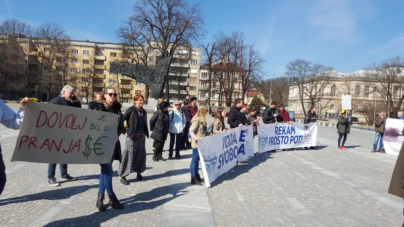 Fotografija: Več kot 200 protestnikov se je zavzelo za Muro brez jezov. FOTO: Borut Tavčar/Delo