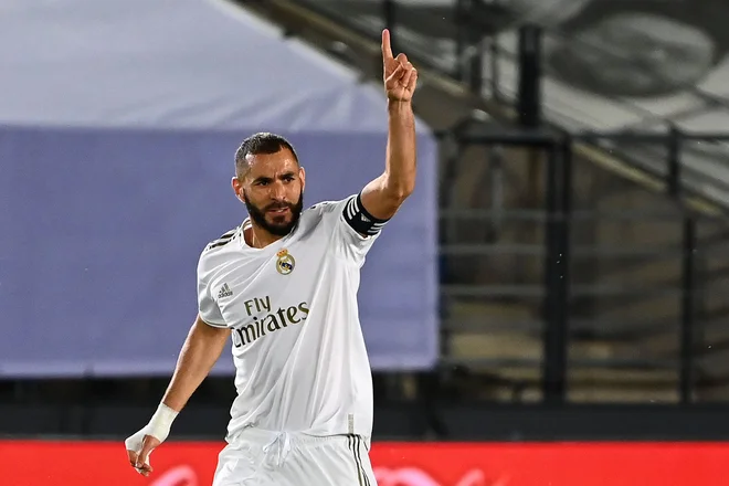 Karim Benzema je zgodaj zadel za Real Madrid. FOTO: Gabriel Bouys/AFP