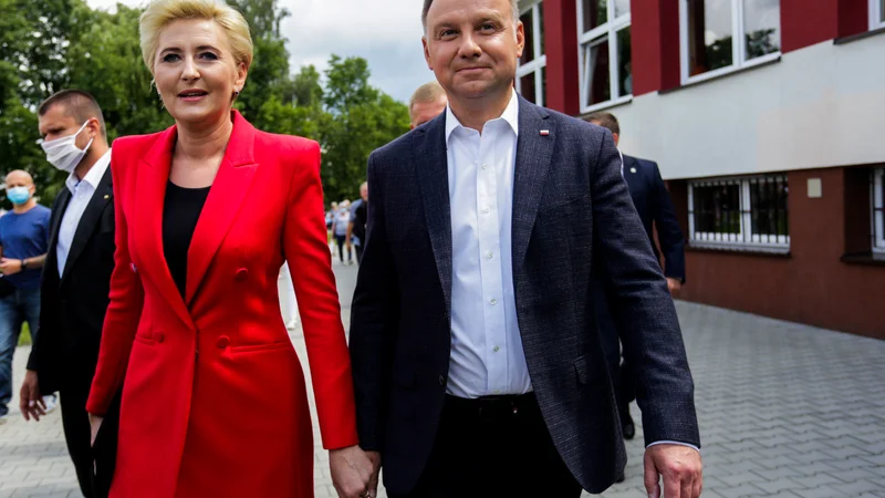 Fotografija: Andrzej Duda in njegova žena Agata Kornhauser-Duda FOTO: Adrianna Bochenek/Agencja Gazeta/Reuters