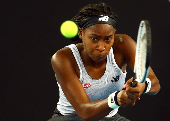 Coco Gauff ne prehiteva dogodkov, tako kot bo žogica prišla na njen lopar, bodo tudi teniški uspehi na njeni športni poti. FOTO: Hannah Mckay/Reuters